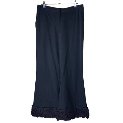 Stella McCartney Size 42 Fur Free Fur Fur Trimmed Wool Crop Pants - Image 1 of 4