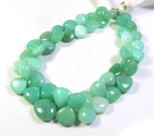 Cuentas de esmalte de corazón gemas lisas crisoprasa verdosa 9-15 mm 9" hebra LC-1871 - Imagen 1 de 10