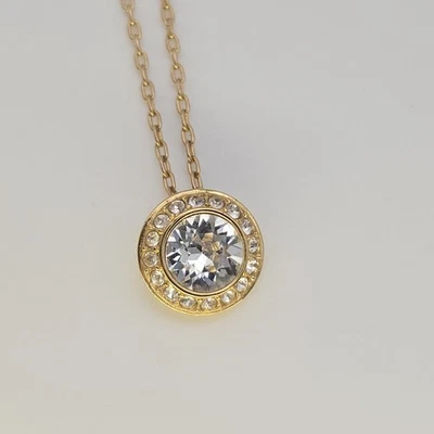 Collar SWAROVSKI 'Angelic' solitario círculo de cristales pavé placa de oro 18" Foto 1 de 4