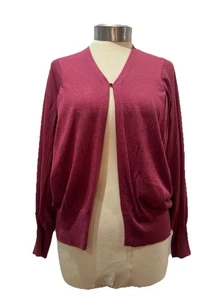DKNY Himbeerrosa Feinstrick Kaschmir & Seide Feinstrick Cardigan Top L UK 14-16 - Bild 1 von 17