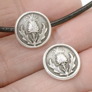 Antique Silver Thistle Buttons 14mm, 4-Pack Leather Jewelry & Craft Supplies - Picture 1 of 6