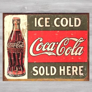 Ice Cold Coca-Cola Sold Here 12.5" x 16" Novelty Licensed Metal Sign New - Picture 1 of 2