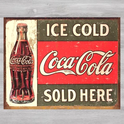 Ice Cold Coca-Cola Sold Here 12.5" x 16" Novelty Licensed Metal Sign New - Image 1 of 2