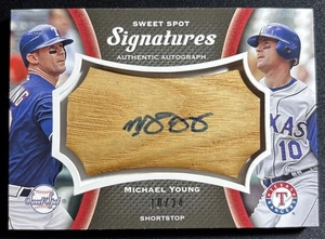 2008 Sweet Spot Signatures Michael Young BAT AUTO #10/24 JERSEY # 1/1 RANGERS - Bild 1 von 2