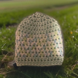 Cappello berretto bambino micro premie all'uncinetto a mano verde/bianco taglia 3-4 libbre - Foto 1 di 1