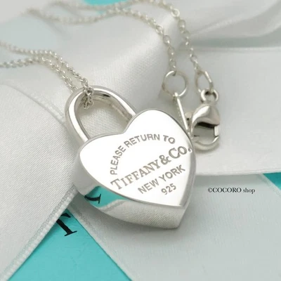 Auténtico collar candado Tiffany & Co. Return to Heart Lock 16,1" con bolsa Foto 1 de 4