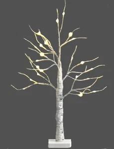 LED Lighted White Birch Tree Holiday Christmas Pre-Lit Warm White 24" Cordless - Picture 1 of 5