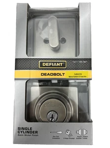 Defiant Square Single Cylinder Deadbolt Satin Nickel 1007 789 961 - Picture 1 of 6