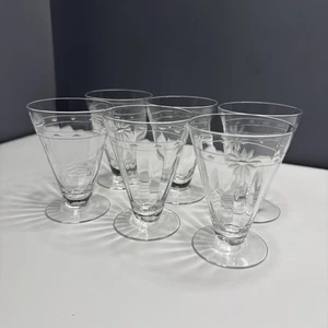 Set of 6 Cocktail/Cordial 3-3/4” Glasses with Etched Floral Design - Picture 1 of 4