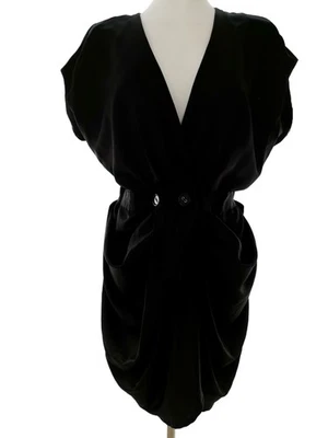 ✨ M MINIMUM Wickelkleid für Damen Schwarz 40 Kurzer Ärmel V-Ausschnitt ✨ - Bild 1 von 4