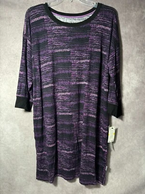 DKNY New Sleep Shirt Gown Modal Spandex Soft Purple Black Printed MEDIUM - Image 1 of 4