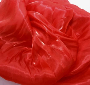 Abito/materiale decorativo K112 PER YARD rosso brillante specchio organza tessuto trasparente - Foto 1 di 6
