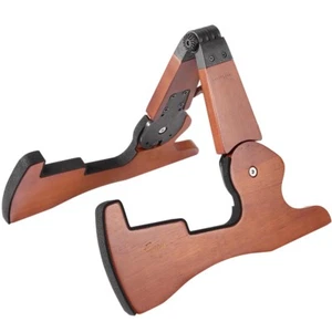 Guitar Bass Stand Holder Wood Metal Anti-slip Dual Protection Folding A-Frame - Picture 1 of 14
