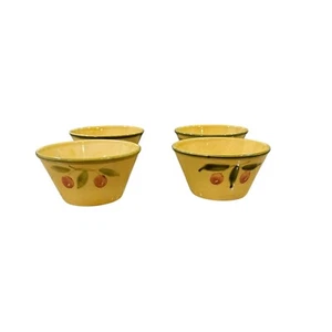 Pizzato From Italy Soup or Salad Set Of 4 Bowls Olive Pattern Hand Painted 6" - Picture 1 of 8