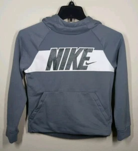 Nike Dri-Fit Boy's Graphic Training Pullover Hoodie Cool Grey/White Size S - Picture 1 of 7