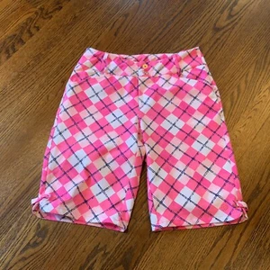 Lilly Pulitzer Pink Argyle FAIRWAY GOLF SHORTS Luxletic 10” Sz 4 EUC - Picture 1 of 12