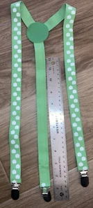 Kids St. Patrick's Day Green and White Shamrock Suspenders - Picture 1 of 1