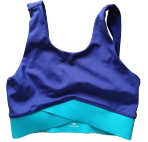 Sujetador deportivo/top de gimnasio Ivy Park UK XS azul marino mezcla bloques de colores espalda baja cruzada - Imagen 1 de 3
