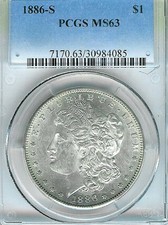1886-S Morgan Dollar : PCGS MS63
