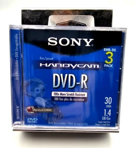 Lot de 3 disques DVD-R Handycam Sony 3DMR30R1H disque simple face 1,4 Go neuf scellé ! - Photo 1 sur 2