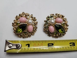 VINTAGE SARA COVENTRY RHINESTONE CLIP EARRINGS - Picture 1 of 6
