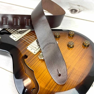 Walker And Williams S-05 Dark Walnut Brown Full Grain Soft Leather Guitar Strap - Picture 1 of 13