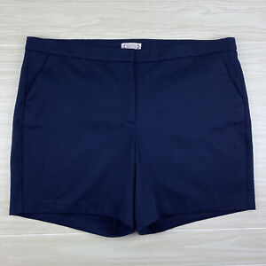 Nanette Lepore Womens Plus Size 22W Navy Blue Textured Flat Front Chino Shorts