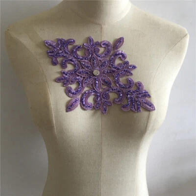 1Pcs Sequin Rhinestone Patches Clothing Dress Hand Sewing Applique Accessories - Image 1 of 4