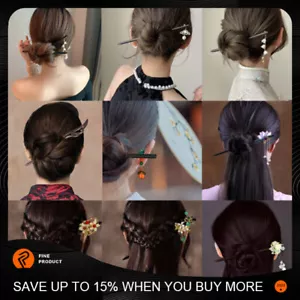 Women Wooden Hairpin Chinese Style Vintage Headwear Chopstick Hair Sticks - Picture 1 of 100