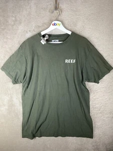 REEF Casual T-Shirts Top Size L Mens Green Logo Short Sleeve - Picture 1 of 10