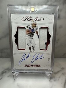 2019 Panini Flawless Austin Ekeler Ruby SSP Dual GAME USED Jersey Patch Auto /15