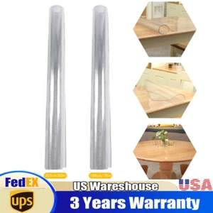 2MM, Thick Clear Transparent PVC Tablecloth Clear Dining Table Protector Cover - Imagen 1 de 36