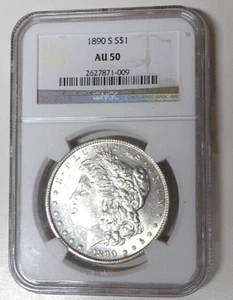 NGC AU50 1890-S Morgan Silver Dollar San Francisco Mint #2627871-009 - Picture 1 of 7