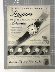 Vintage Longines Automatic Watch 1955 Print Ad Original 50’s Advertisement - Picture 1 of 1