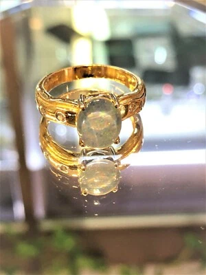 Gold Ring 14kt w/ 1pc Topaz Oval, w/ Small Diamonds, Simple Design Gold Ring - Image 1 of 4