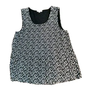 Anthropologie Pleione Tunic Tank Women XS Black Floral Lined pleated Sleeveless - Picture 1 of 12