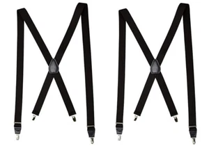 2 Dockers bretelle elastiche regolabili clip-on tinta unita nero 1,25" taglia unica S-XL - Foto 1 di 2