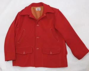 HAWTHORNE L Jacket Hunting Red Wool Flannel-Lined Vtg 50s Button Front Rare - Picture 1 of 5