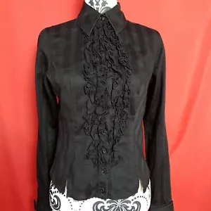 ANNE FONTAINE Paris Black Frilled Blouse Size FR40 UK10 - Picture 1 of 9