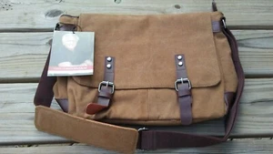 GREG NORMAN Brown Canvas Laptop Messenger Bag - Picture 1 of 3