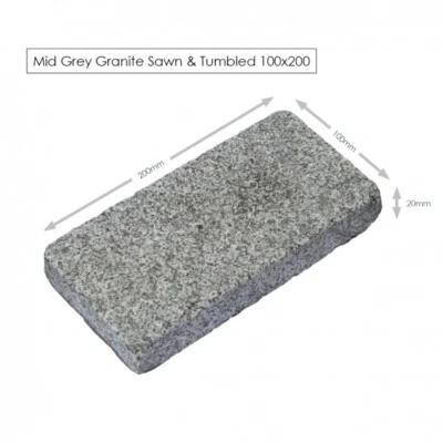 Mid Grey Granite Tumbled Setts 200x100 - Image 1 of 2