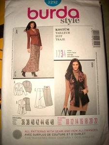 Miss Burda 7292 Pattern Jacket Maxi Skirt Vest UNCUT + Size 10-12-14-16-18-20-22 - Picture 1 of 5