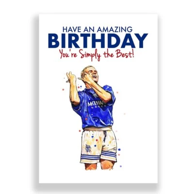 THE FOOTBALL PRINT ROOM RANGERS BIRTHDAY CARD | PAUL GASCOIGNE BIRTHDAY CARD | GAZZA BIRTHDAY CARD