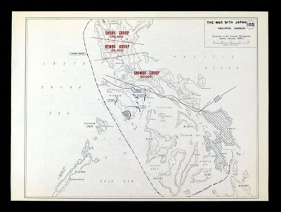 WWII Map 153 Japan War Situation Central Philippines San Jose Shobu Kembu WW2 - Image 1 of 2
