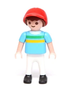 Playmobil Figure Dollhouse School Boy Child w/ Striped Shirt Red Hat - Picture 1 of 1