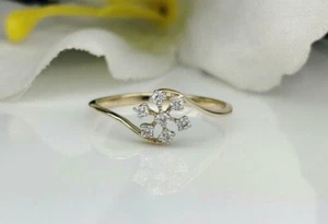 14k Solid Gold Diamond Anniversary Ring Designer Floral Diamond Handmade Ring. - Picture 1 of 12