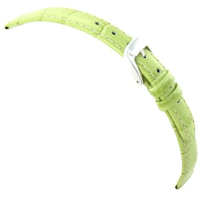 Pulseira de relógio de couro genuíno grão de jacaré costurado verde limão Speidel 12 mm - Imagem 1 de 3