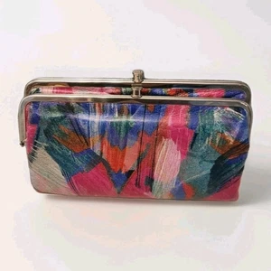 Hobo Lauren Artist Brush Wallet Clutch Leather Double Frame Retro Abstract Color - Picture 1 of 15