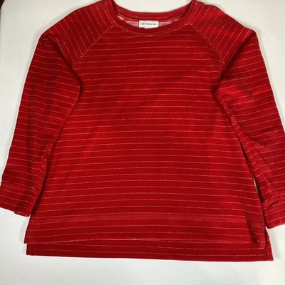 Sudadera para mujer Liz Claiborne manga larga rayas doradas L mezcla de algodón roja Foto 1 de 4