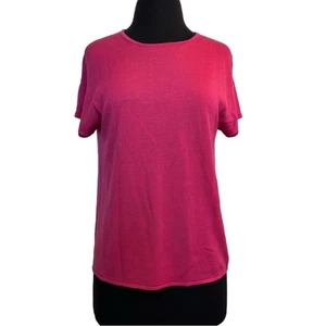 Preston & York Pink Magenta Silk Crew Neck Short Sleeve Shirt Top Blouse Size M - Picture 1 of 10